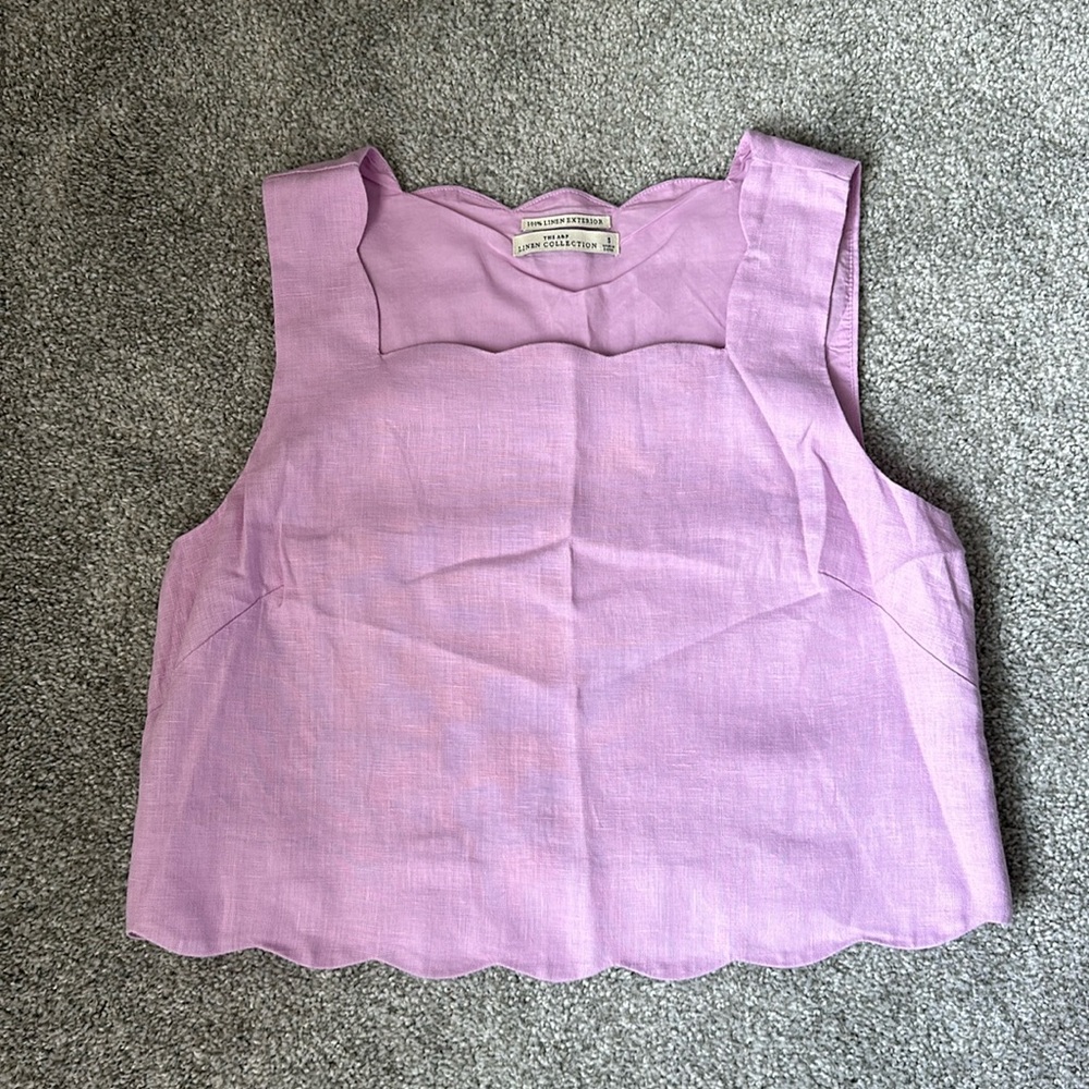 Abercrombie and Fitch Linen Scallop-Hem Set Top size S